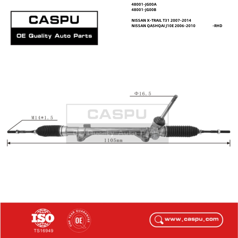 48001-JG00A,48001-JG00B,48001JG00A,48001JG00B,RHD,Steering Rack NISSAN X-TRAIL T31,Rack And Pinion Steering Gear NISSAN QASHQAI J10E,CASPU