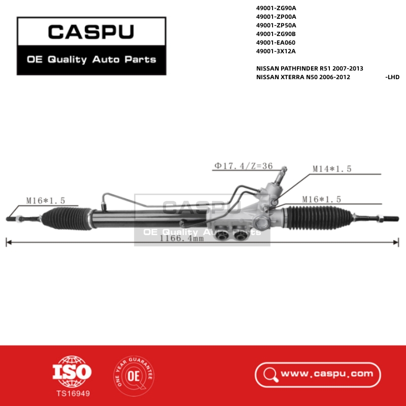 49001ZG90A,49001ZP00A,49001ZP50A,49001ZG90B,49001EA060,490013X12A,Steering Rack And Pinion NISSAN PATHFINDER R51,Steering RackNISSAN XTERRA N50,CASPU