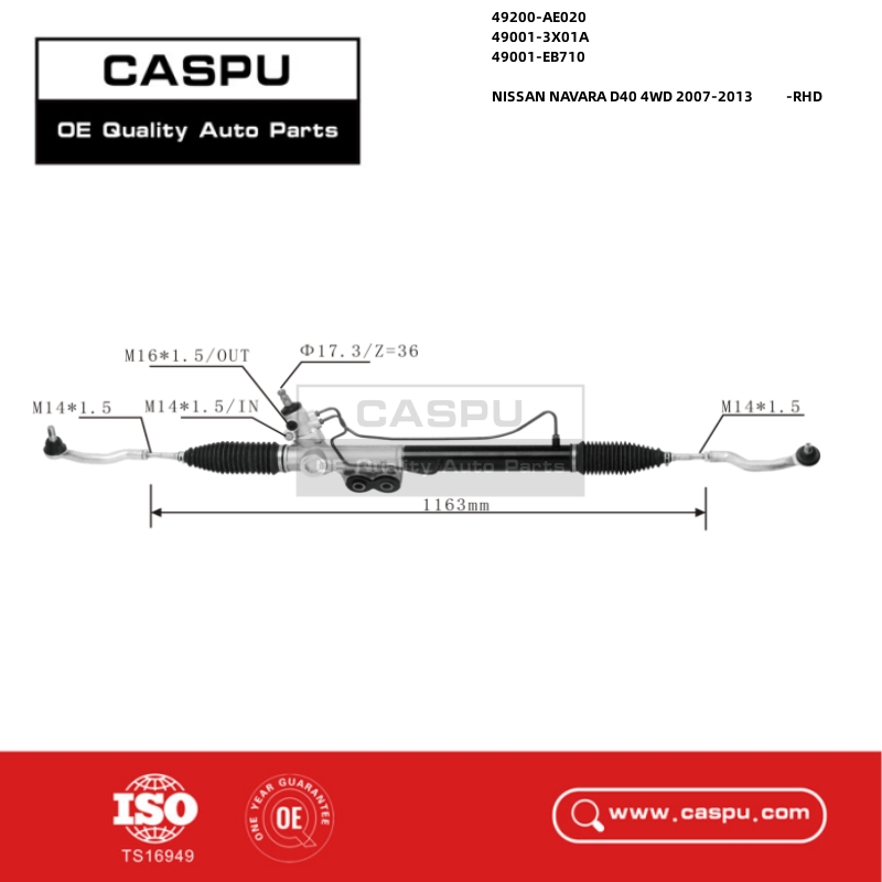 49200-AE020,49001-3X01A,49001-EB710,49200AE020,490013X01A,49001EB710,Steering Rack And Pinion NISSAN NAVARA D40 4WD RHD,CASPU